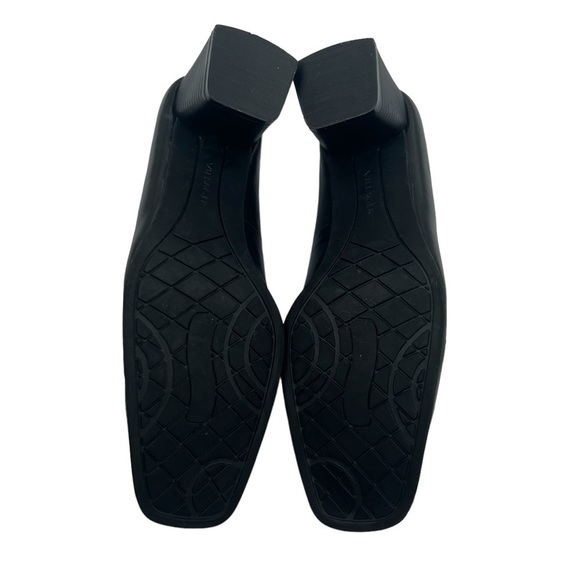 Villager By Liz Claiborne Black Leather Square Toe Block Heels Size 9 Women's - Picture 9 of 9